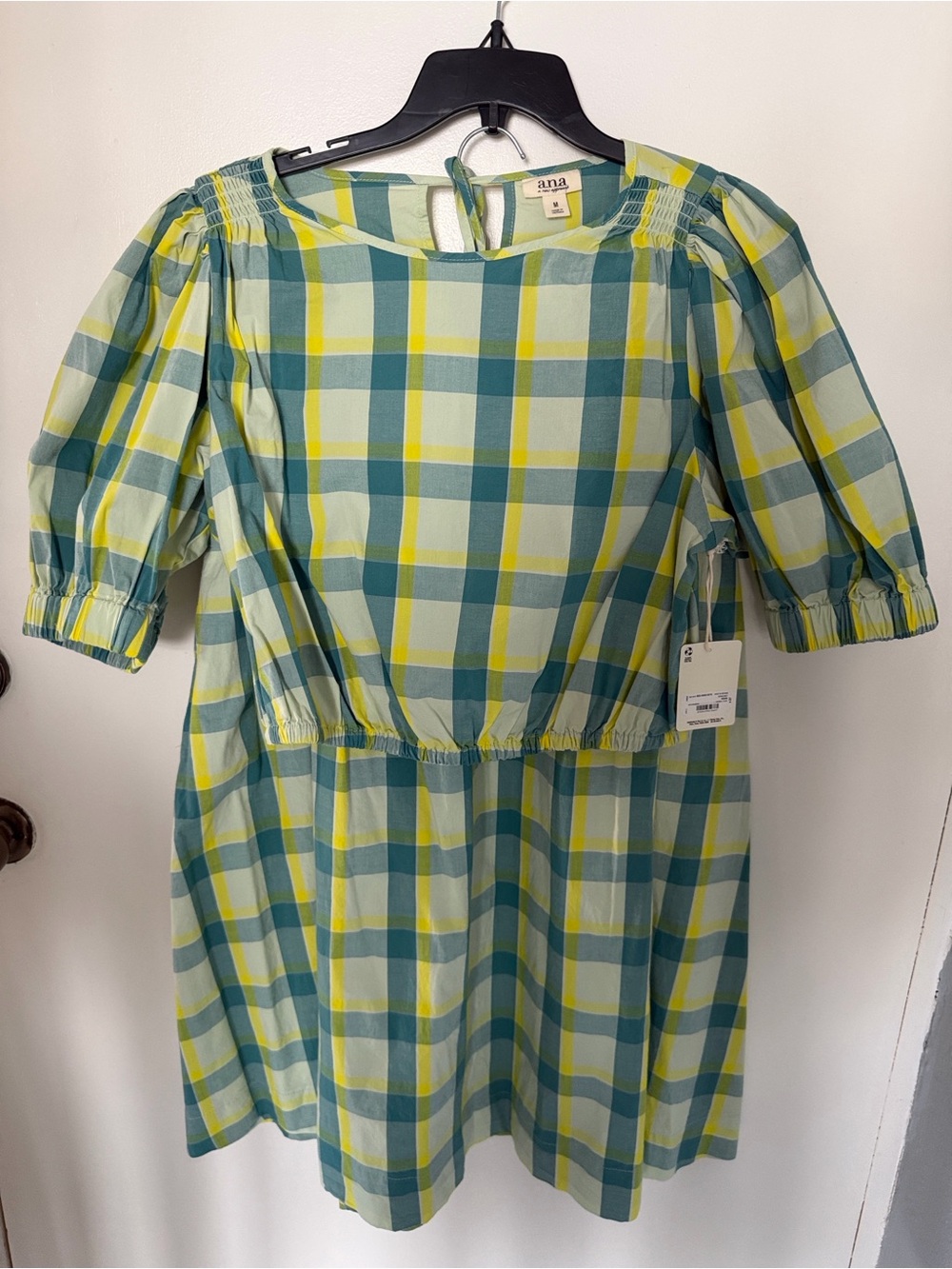 a.n.a JCPenney Plaid Cottagecore Puff Sleeve Crop Top & Skirt Set - Size M